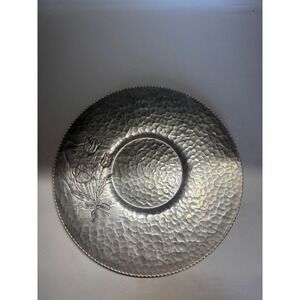 Vintage Rodney Kent Hand Wrought Hammered Aluminum 14" Serving Tray Tulip Design
